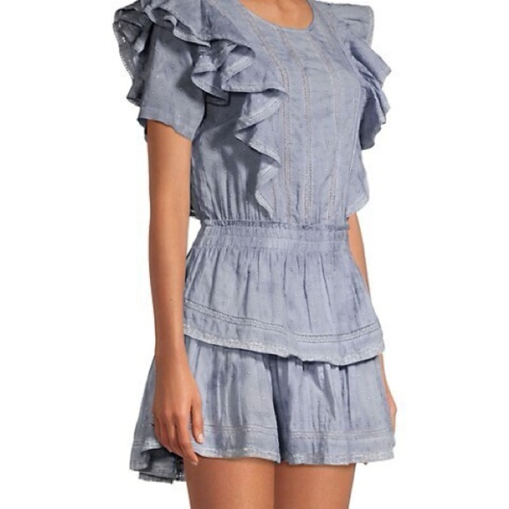 LoveShackFancy Blue Ruffled Mini Dress